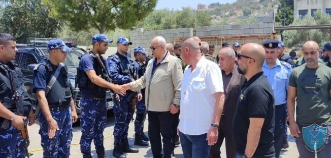 ביקור שר הפנים הב אלריח במשטרת ג'נין (אתר המשטרה הפלסטינית ברשות, 8 ביולי 2023)