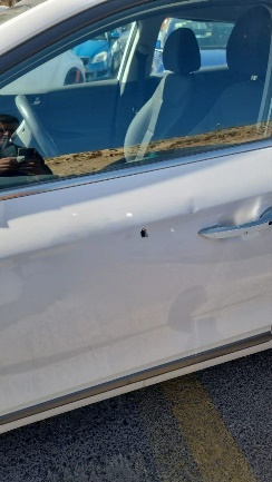 The attacked civilian car (Shehab Twitter account, July 16, 2023).