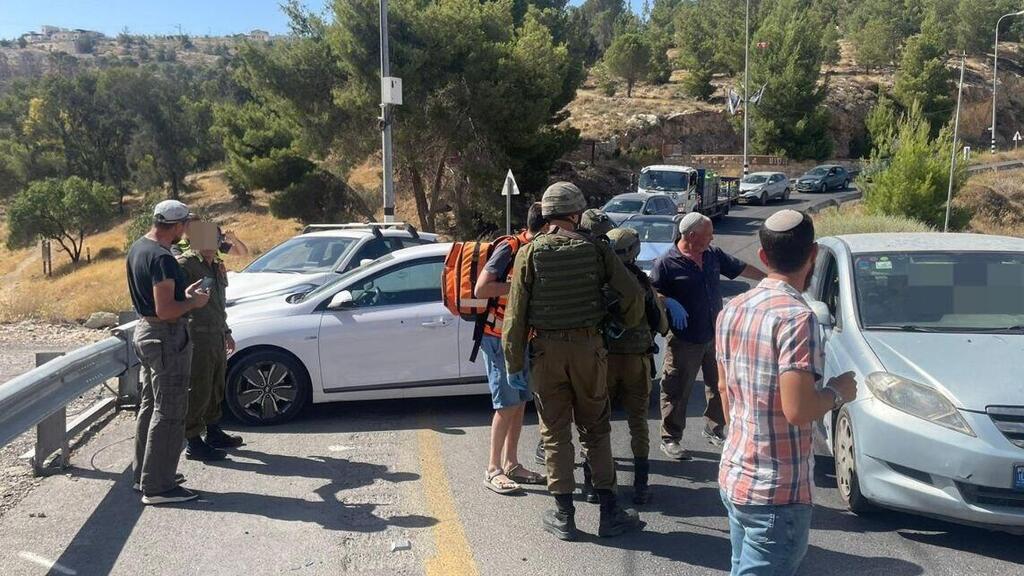 The scene of the shooting attack near Tekoa (Magen David Adom, July 16, 2023).