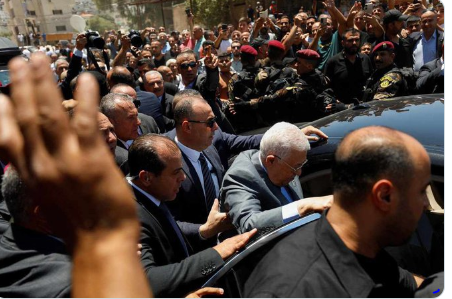 Mahmoud Abbas leaves Jenin (Shehab Twitter account, July 12, 2023).