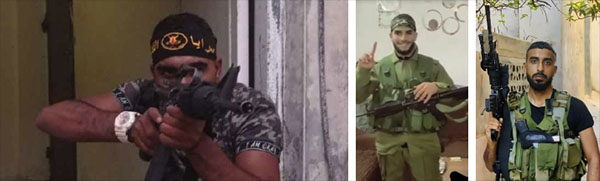 The three terrorists killed by the Israeli security forces, from right to left: Naif Abu Sues, Khalil Abu Na'asa and Baraa' al-Qaram (QudsN Twitter account, August 6, 2023)