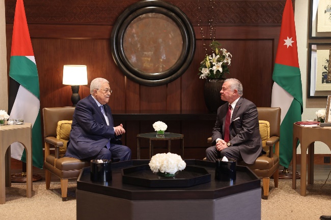 Mahmoud Abbas in a meeting with King Abdallah of Jordan (Mahmoud Abbas's Facebook page, August 8, 2023)