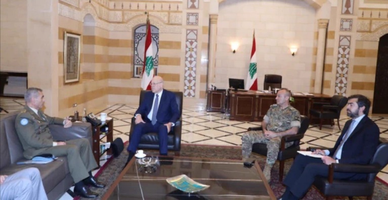 Najib Mikati meets with Aroldo Lazaro (Lebanese prime minister's office Twitter account, September 6, 2023)