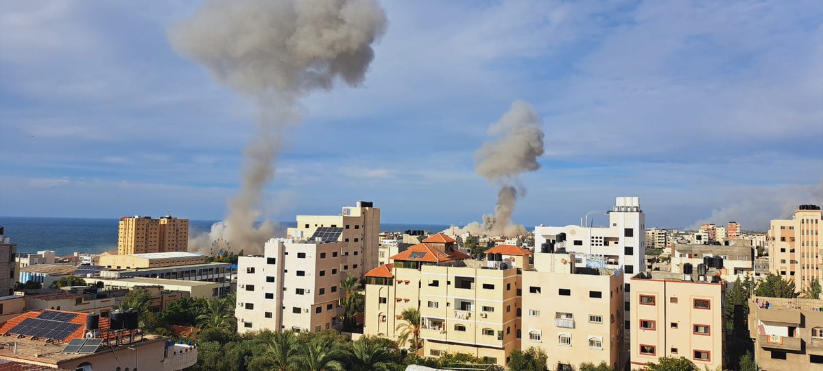 תקיפת חיל האוויר במערב העיר עזה (חשבון הטוויטר של שהאב, 7 באוקטובר 2023)