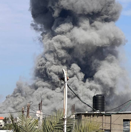 Israeli Air Force attack on western al-Bureij in the central Gaza Strip (Paldf Twitter account, October 17, 2023)