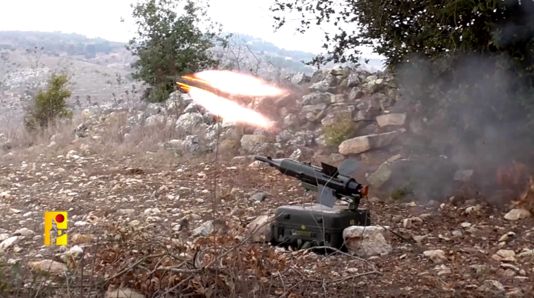 Photos from a video released by Hezbollah documenting the anti-tank fire at the Tsiporen post on October 19, 2023 (Hezbollah’s combat information Telegram channel, October 20, 2023)