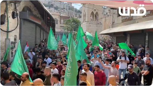 A march in Nablus (QudsN Twitter account, October 20, 2023)