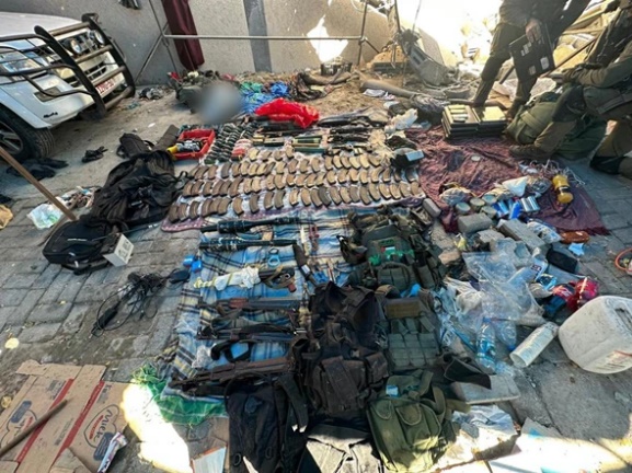 Weapons found inside a vehicle prepared for the terrorist attack on October 7, 2023, and located in the hospital(IDF Spokesman website, November 16, 2023)