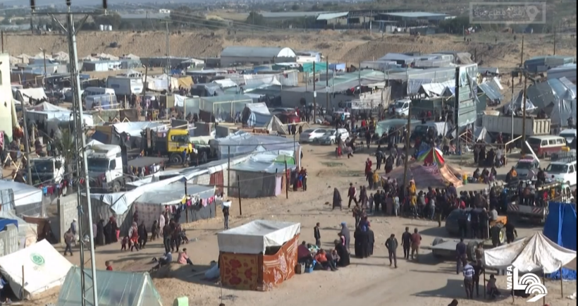 Tents erected in the Rafah area (Wafa YouTube channel, December 6, 2023).