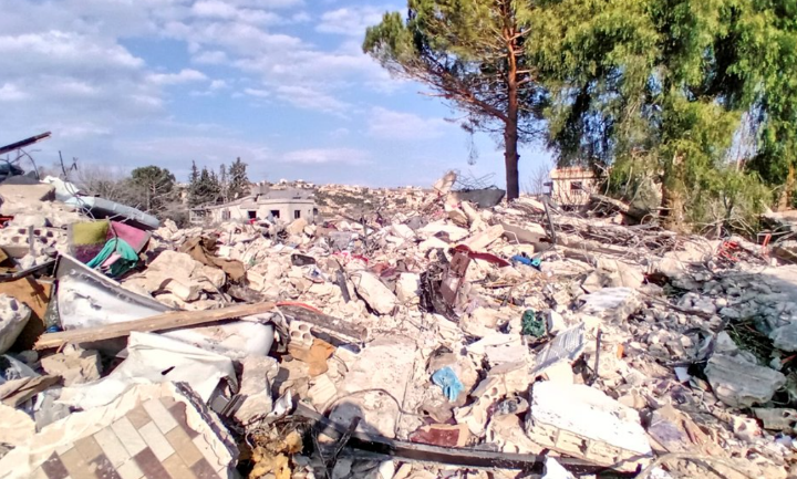 Ruins of the Bazzi family home in Bint Jbeil (Muhammad Farhat's X account, December 27, 2023)