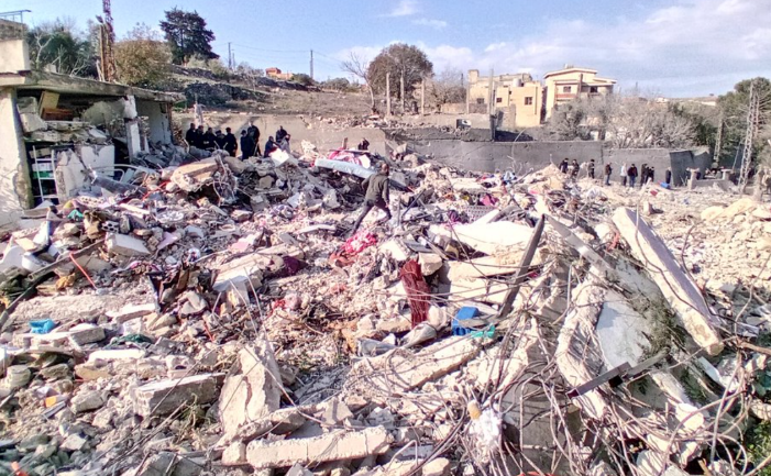 Ruins of the Bazzi family home in Bint Jbeil (Muhammad Farhat's X account, December 27, 2023)