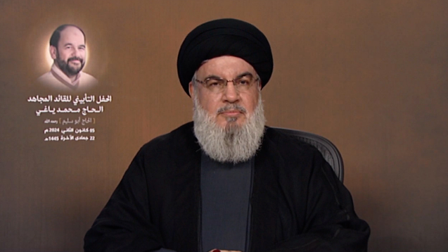 Hassan Nasrallah on January 3, 2024 (left) and January 5, 2024 (right) (al-Manar TV, January 3 and 5, 2024)