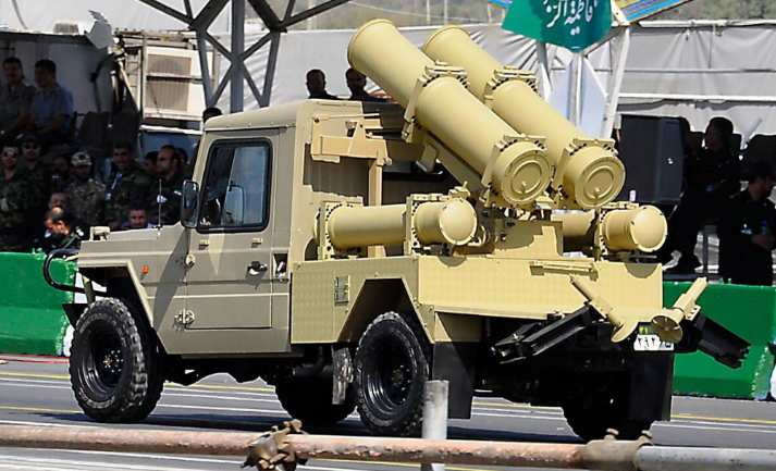 A double barrel Falaq-1 rocket launcher mounted on an ATV (al-Manar, January 26, 2024). 