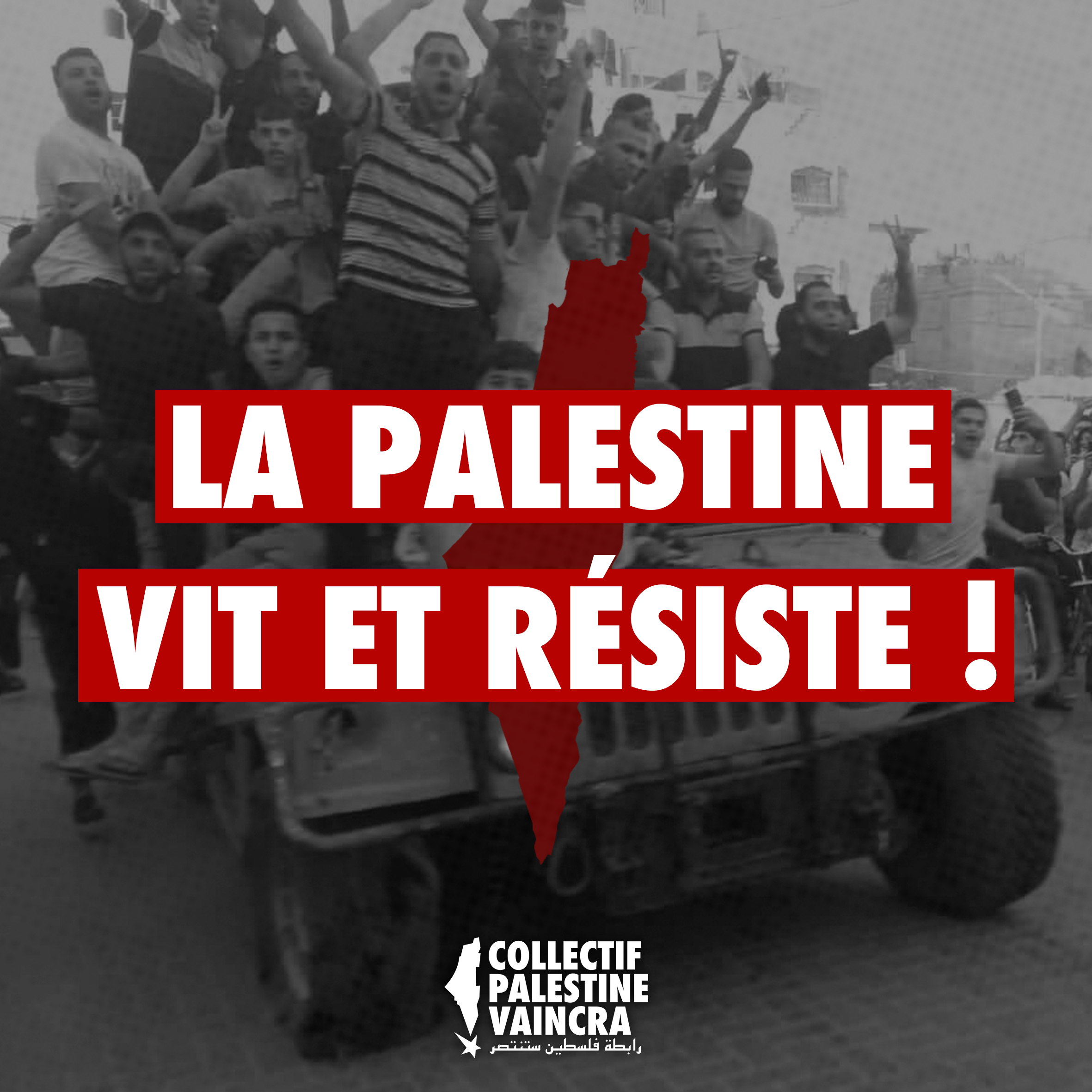 The Collective's announcement in support of the Hamas attack. "Palestine is alive and resisting!" (Collectif website, October 7, 2023)