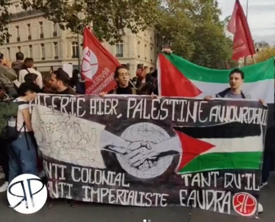 Permanent Revolution activists demonstrate in Paris (PR Instagram account, October 12, 2023)