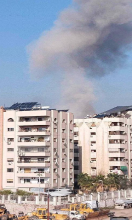 The building that was attacked and the damage to it (Right: journalist Hossein Mortada’s X account. Left: Saberin News, February 21, 2024)