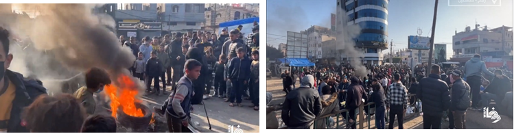 A demonstration in Rafah Center protesting prices in the markets (Wafa YouTube channel, February 28, 2024) 