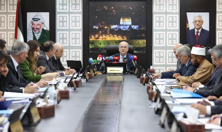 The first meeting of the Palestinian government in Ramallah, chaired by Muhammad Mustafa (Wafa, April 1, 2024)