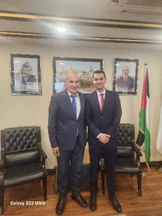 Abd al-Razek al-Natsheh. Left: With outgoing Minister of Communications, Ishaq Sidr (Right: al-Najah University English website. Left: Facebook page of the PA ministry of communications and IT, April 1, 2024