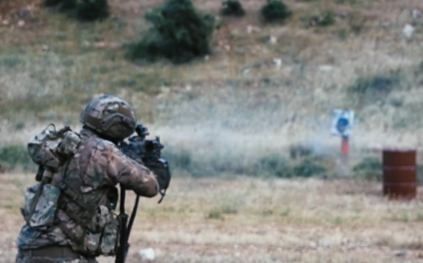 Shooting at the Star of David in a Hezbollah video (electronic Hezbollah Telegram channel, April 17, 2024)