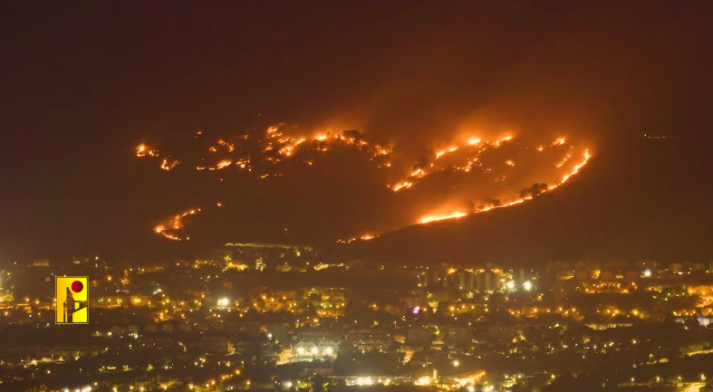 Fires caused by rocket fire near Kiryat Shmona (Hezbollah combat information Telegram channel, May 11, 2024)