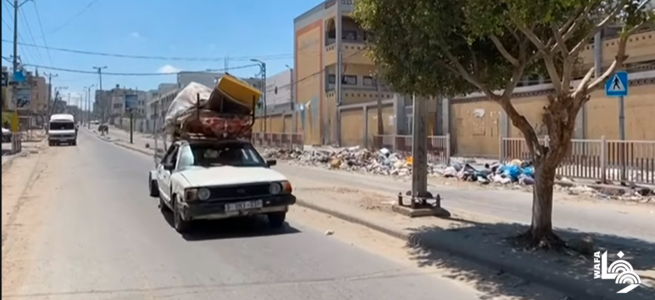 Residents leave Rafah (Wafa YouTube channel, May 15, 2024)