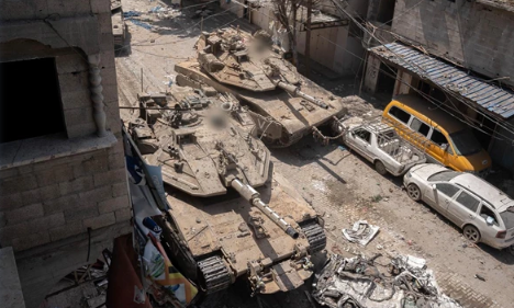 Tanks in the Jebalya refugee camp.