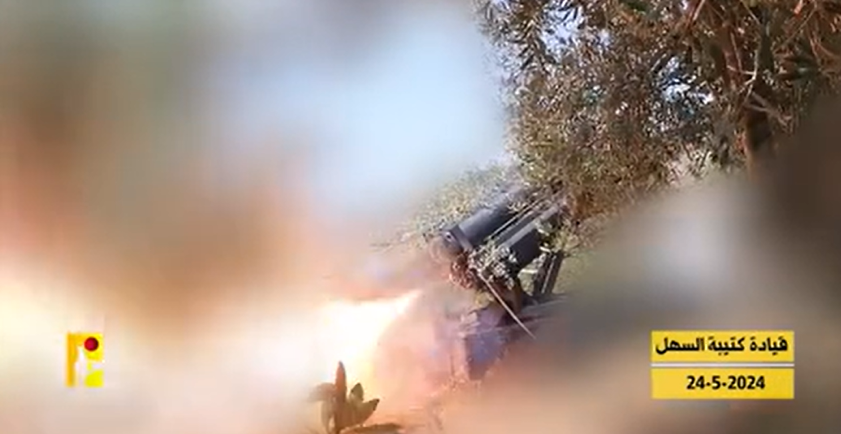 Launching Falaq rockets at an IDF base (Hezbollah combat information Telegram channel, May 25, 2024)