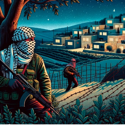 Palestinian cartoons calling on the terrorist operatives in Judea and Samaria to attack the Jewish settlements (Palestinian cartoonists' Telegram channel, November 16, 2023)