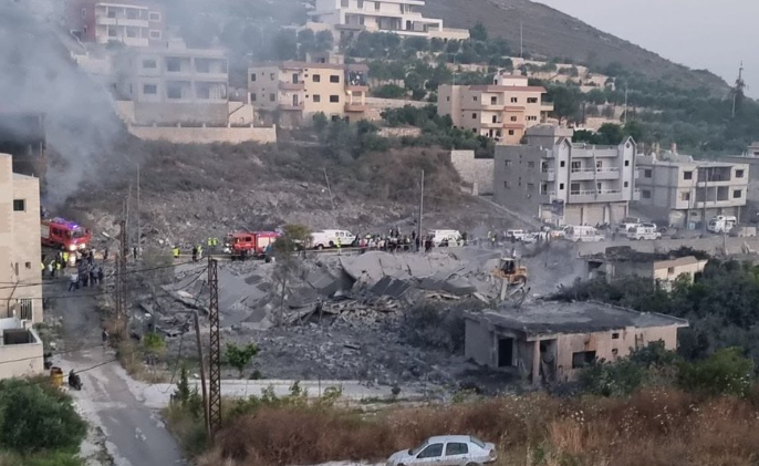 A building destroyed in the attack on the town of Wadi Jilou (Fouad Khreiss' X account, June 6, 2024).