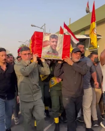 Al-Safi’s funeral attended by the militia secretary-general (Saberin News Telegram channel affiliated with the militias in Iraq, June 22, 2024) 