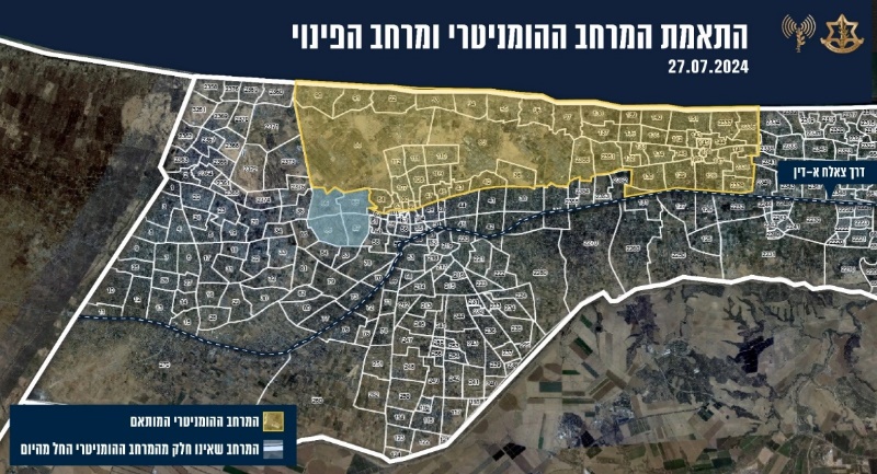 Evacuation map of the southern neighborhoods of Khan Yunis (IDF spokesperson July 27, 2024)