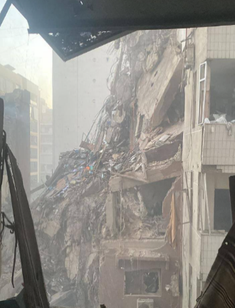 Partial destruction of the building in Beirut (Fouad Khreiss' X account, July 30, 2024)