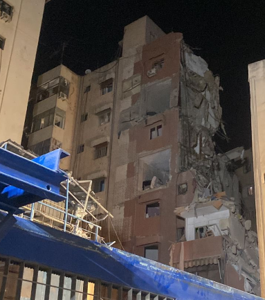 Partial destruction of the building in Beirut (Fouad Khreiss' X account, July 30, 2024)