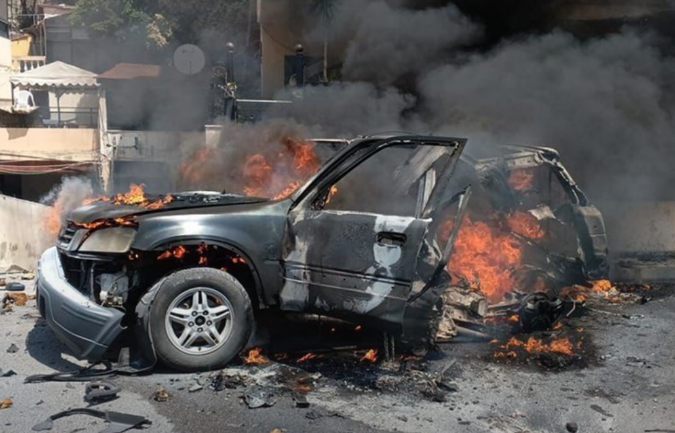 Halihali's vehicle after the attack near Sidon (al-Nahar, August 26,2024)