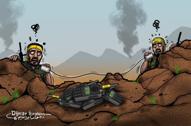 A cartoon by the Kurdish Dijwar Ibrahim (Dijwar Ibrahim's X account, September 17, 2024)