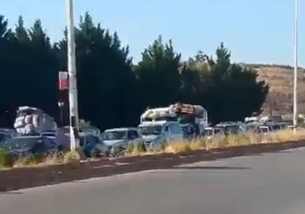 Convoys of vehicles from Lebanon near a border crossing in preparation for their entry into Syria (al-Suwaydaa September 24, 25, 2024)