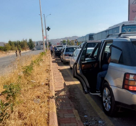 Convoys of vehicles from Lebanon near a border crossing in preparation for their entry into Syria (al-Suwaydaa September 24, 25, 2024)