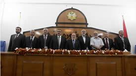 The Hamas administration's new ministers (Picture from the Al-Risala website, September 4, 2012).