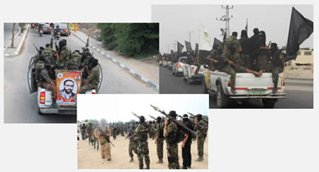 Jerusalem Brigades operatives in a display to commemorate Fathi Shqaqi (The PIJ's Paltoday website, October 2, 2012).