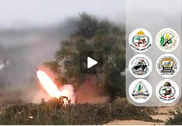 Das Video zeigt das Raketenfeuer auf Israel. Rechts die Logos der am Raketenfeuer beteiligten Terror Organisationen (Izz al-Din al-Qassam Brigaden, 11. November 2012).