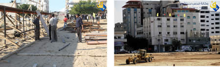 Preparations in the Al-Saraya Square for the Fatah rally marking the 48th anniversary of its founding (Qudsnet website. December 30, 2012).