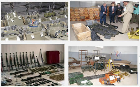 Weapons and other military equipment seized aboard the Jihan 1  (Sabanews.net website.) 