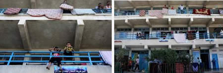 Palestinians in UNRWA schools in the northern Gaza Strip after having vacated their houses (Wafa.ps, July 18, 2014).