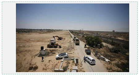 The route of the buffer zone on the Palestinian side of the Rafah-Egypt border (Facebook page of the Hamas ministry of the interior in the Gaza Strip, June 29, 2017).